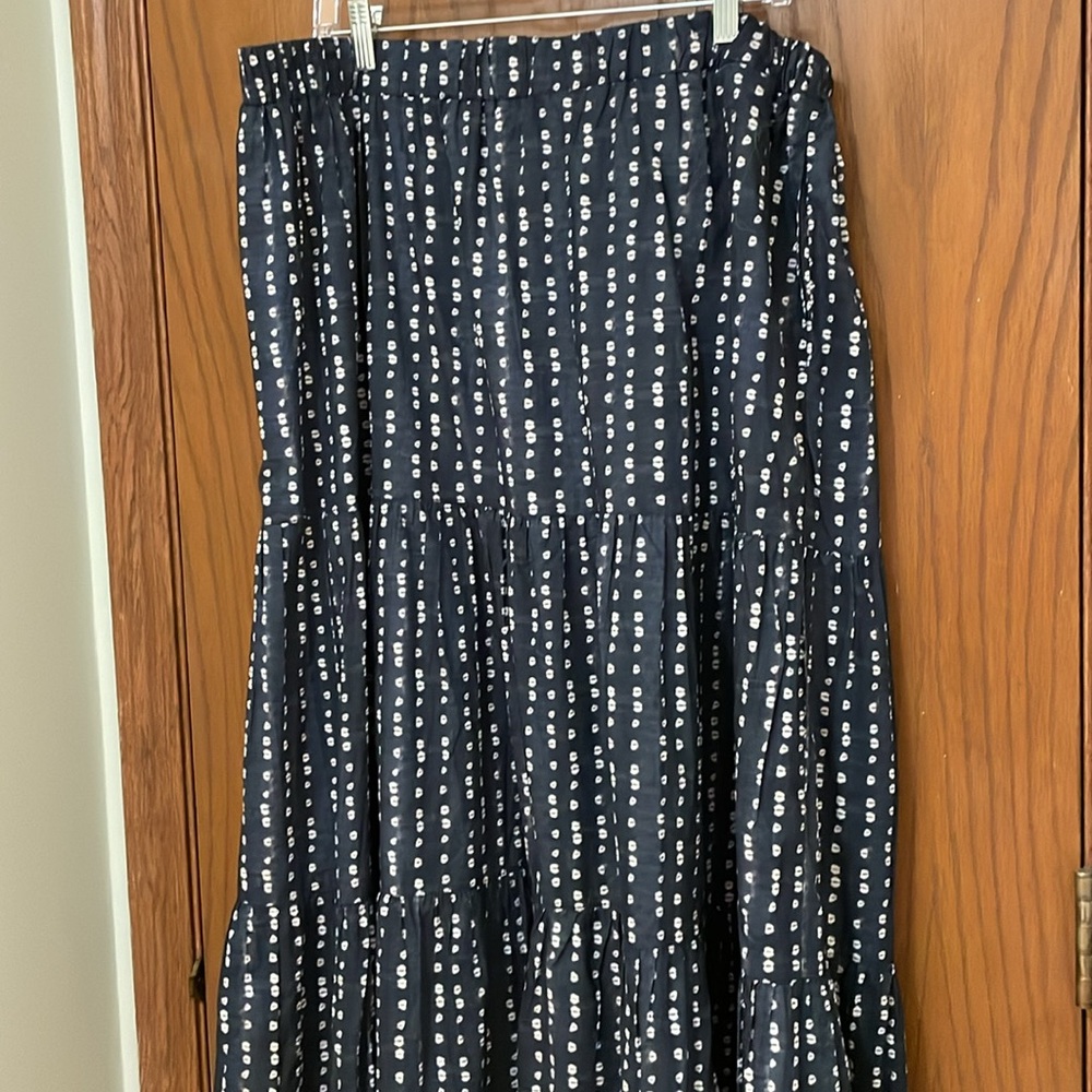 LANE BRYANT NWT Womens Size 18/20 Blue White Printed Tiered Cotton Maxi Skirt - Picture 7 of 12